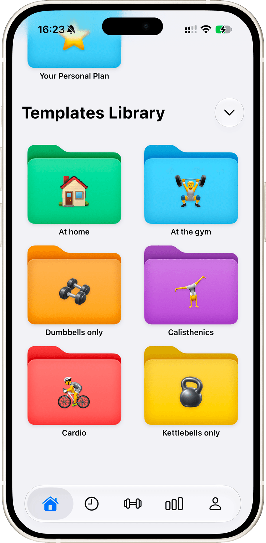 Pawer's templates library with plans for home, the gym and dumbbells only